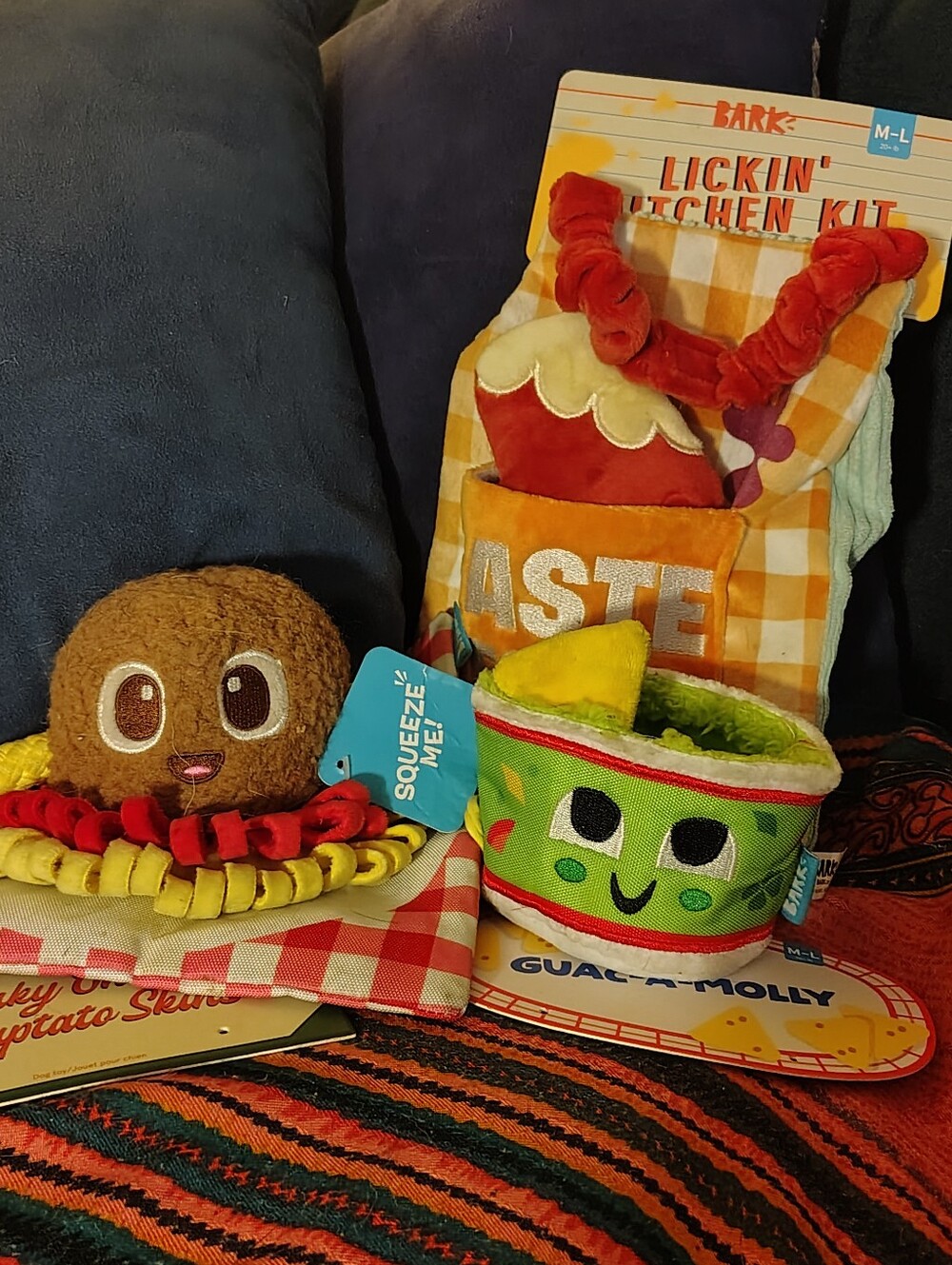 NWT BarkBox Dog Toy Lot of 3 - Guac-A-Molly, Lickin Kitchen Kit & Puptato Skins